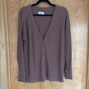 Abercrombie & Fitch Brown Ribbed Button-Up Cardigan